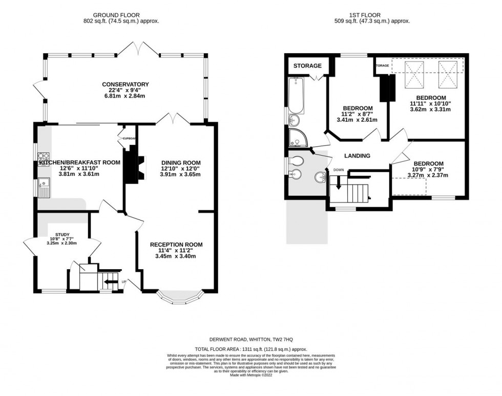 Floorplan for Derwent Road, Whitton