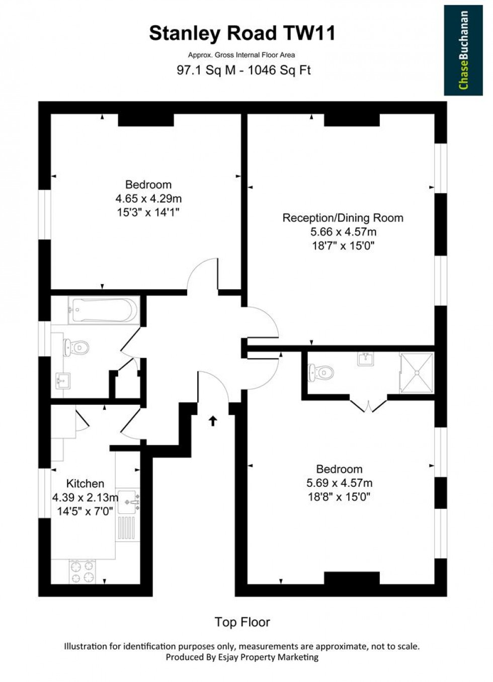 Floorplan for Stanley Road, Teddington