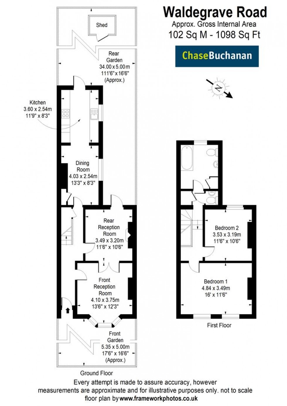 Floorplan for Waldegrave Road, Teddington