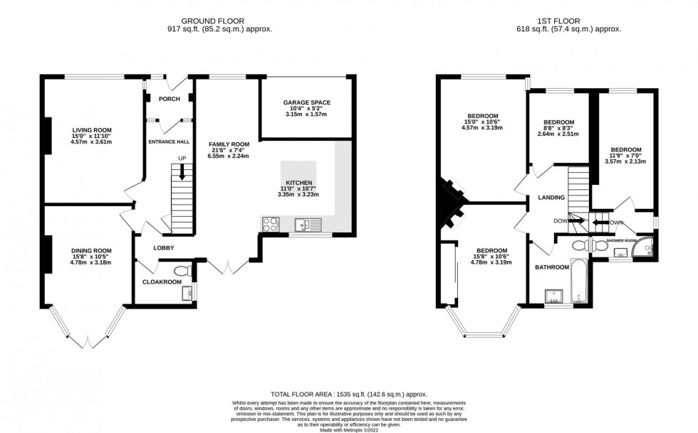 Floorplan for Short Way, Whitton