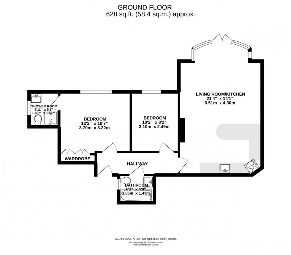 Floorplan for Broom Road, Teddington