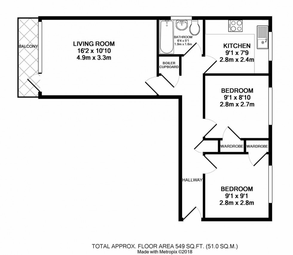 Floorplan for Hampton Road, Teddington