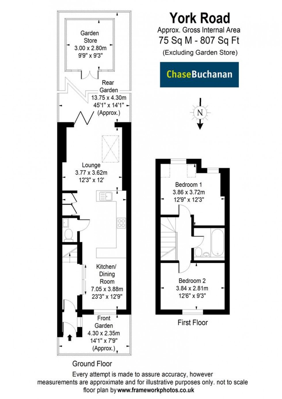 Floorplan for York Road, Teddington