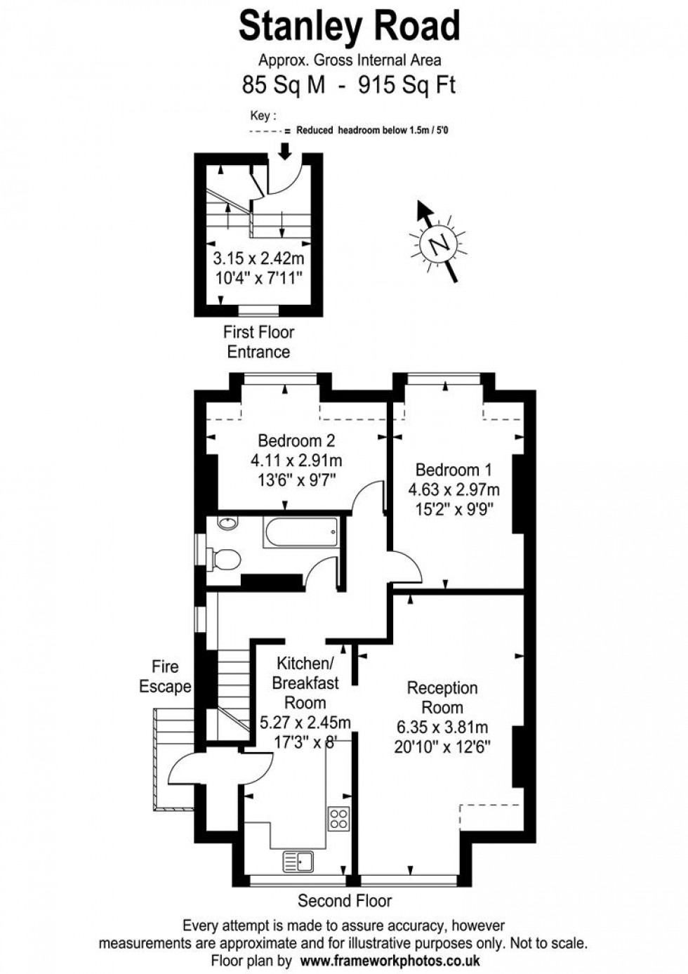 Floorplan for Stanley Road, Teddington