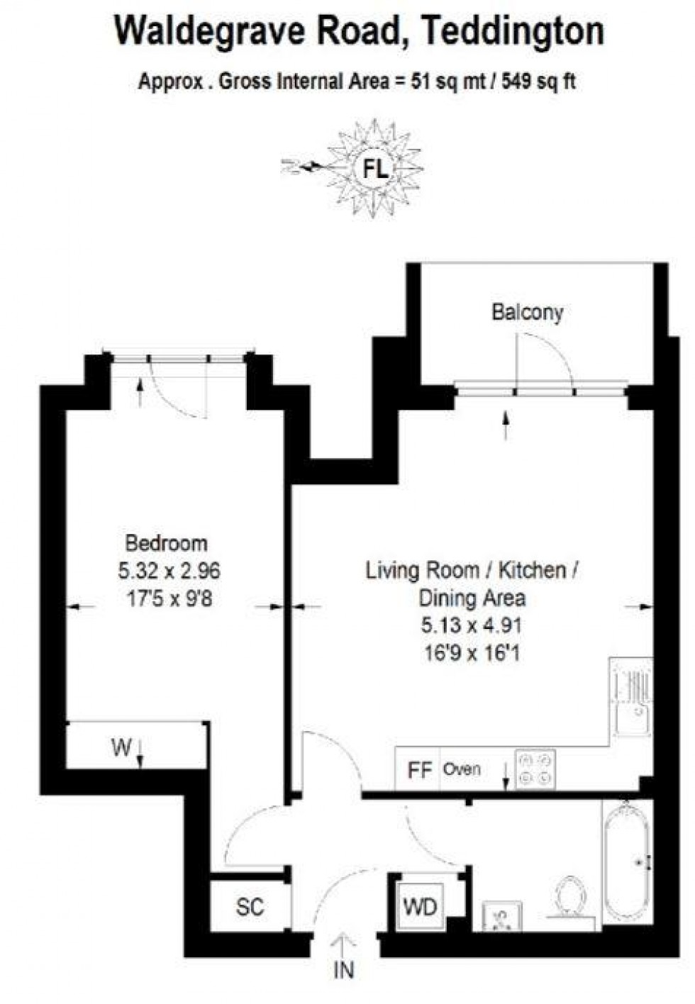 Floorplan for Waldegrave Road, Teddington