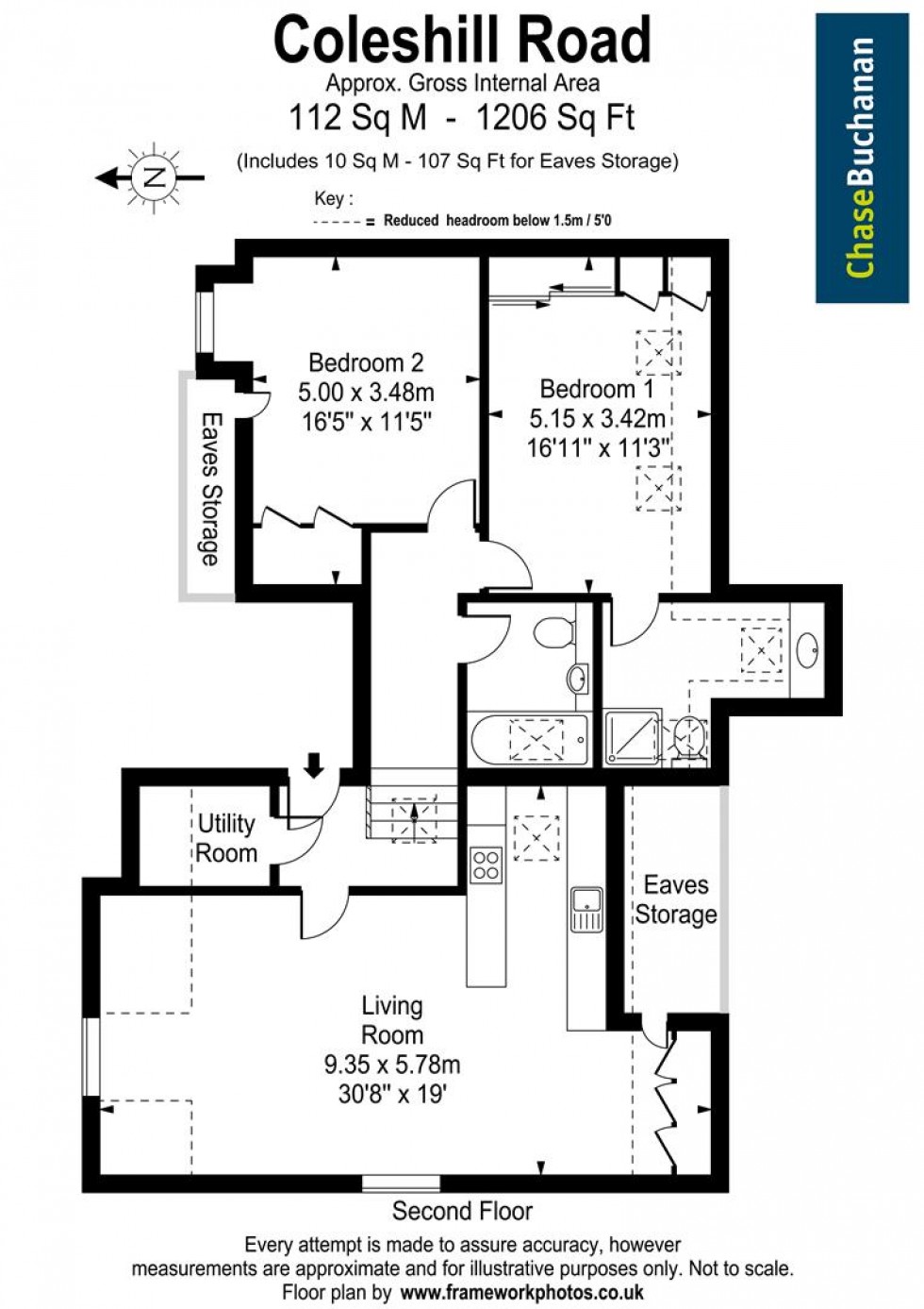 Floorplan for Coleshill Road, Teddington