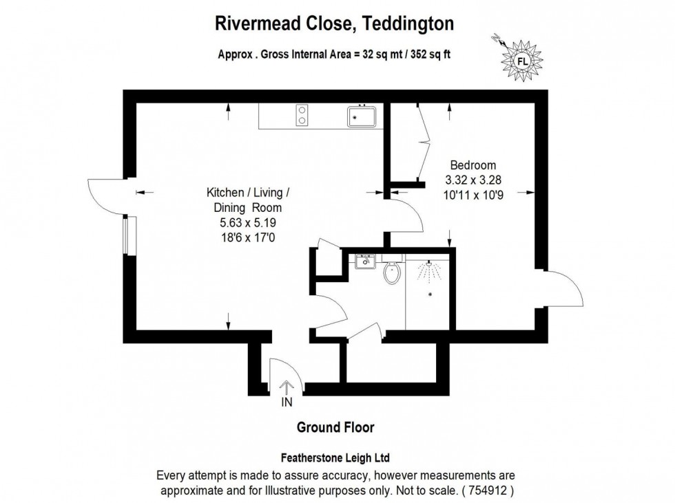 Floorplan for Rivermead Close, Teddington