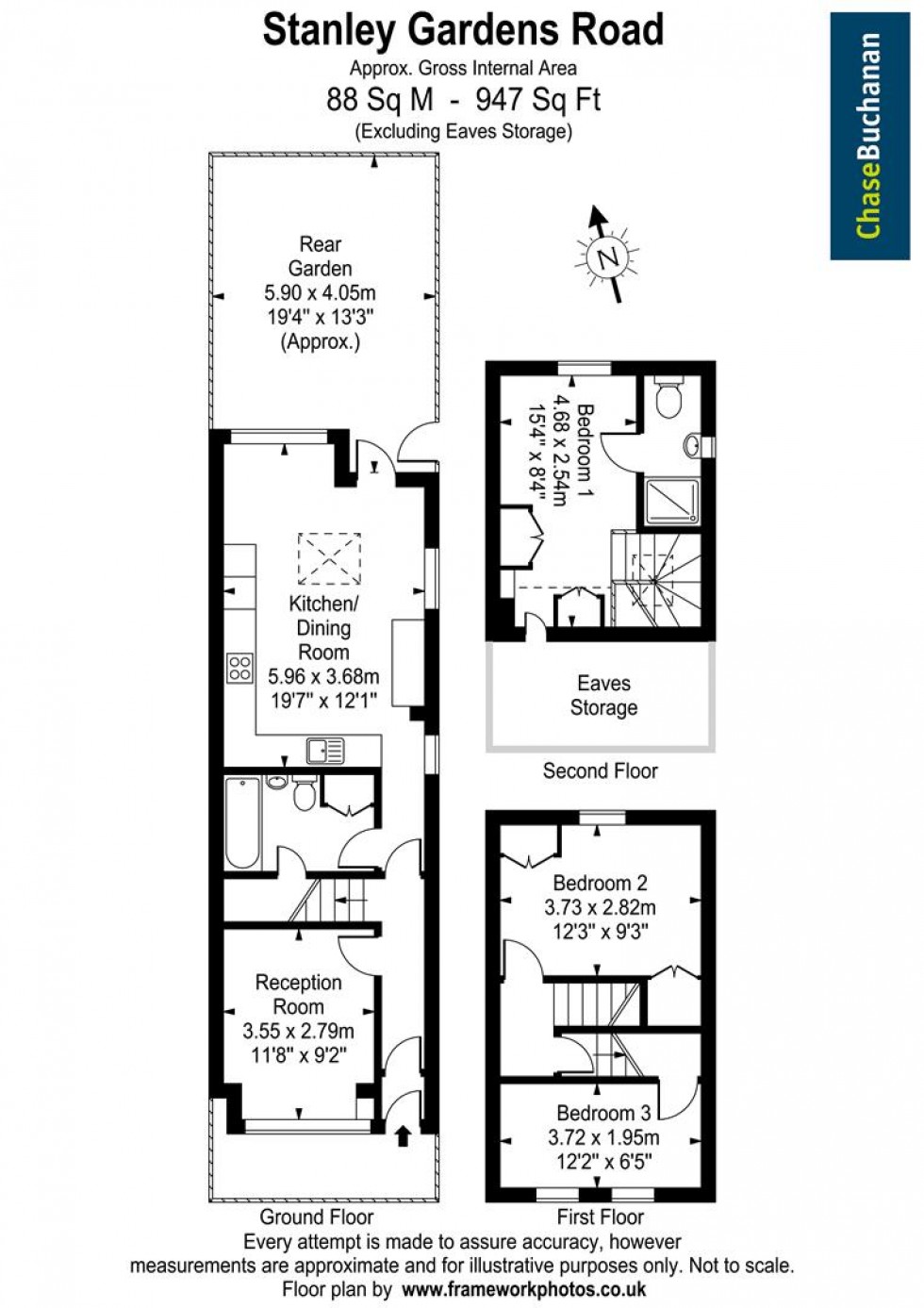 Floorplan for Stanley Gardens Road, Teddington