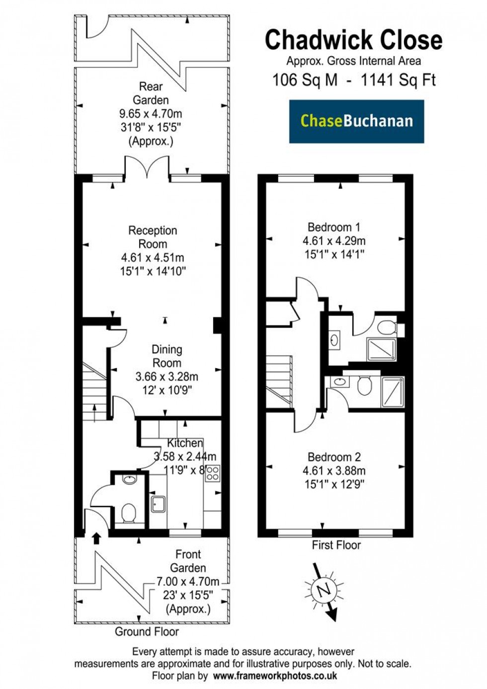 Floorplan for Chadwick Close, Teddington